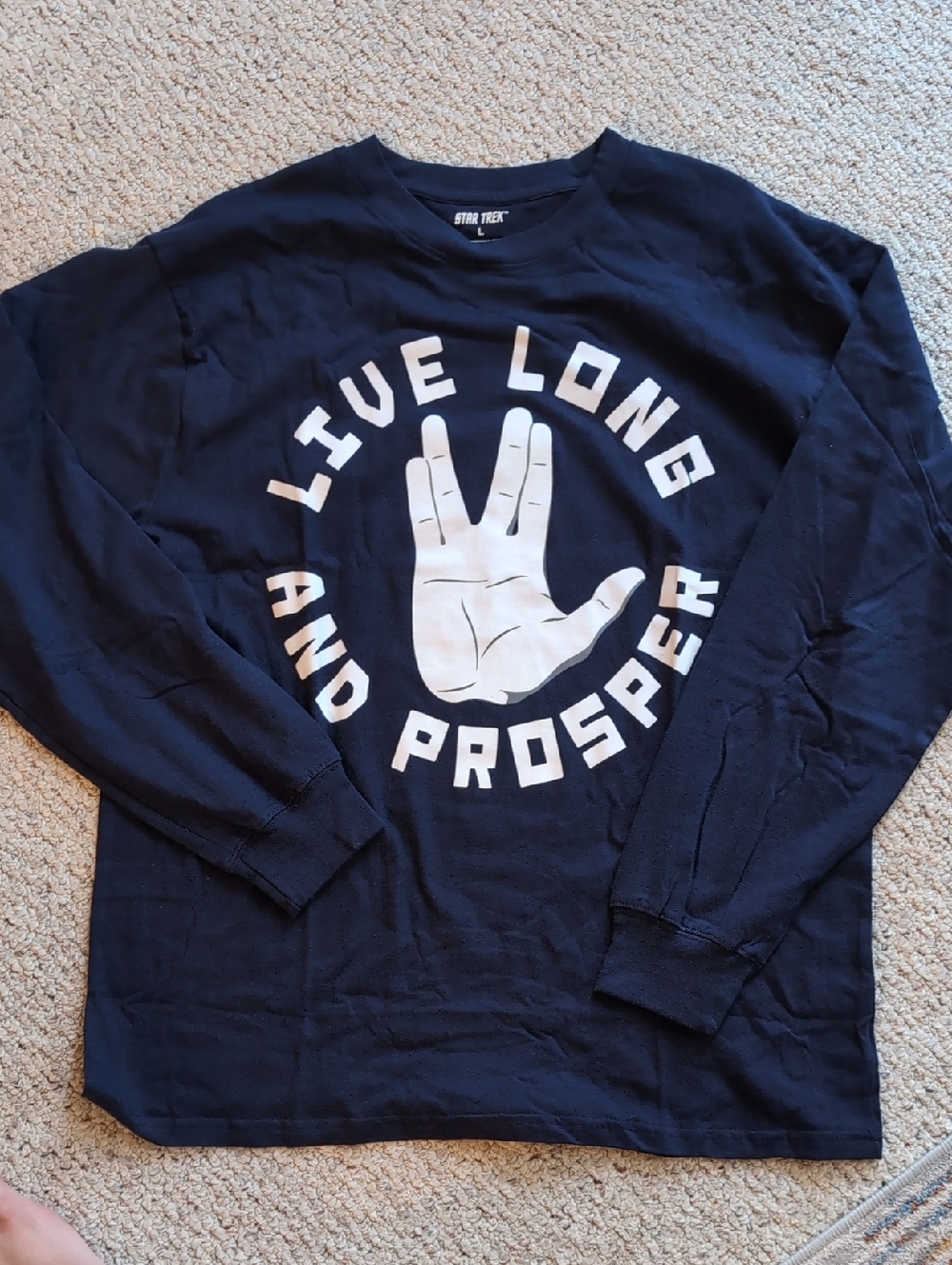 New Men's Long Sleeve Star Trek "Live Long And Prosper" T-shirt